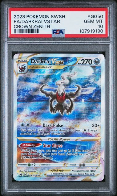 PSA 10 GEM MT Darkrai VSTAR #GG50 Crown Zenith Pokemon Sword & Shield EN 2023