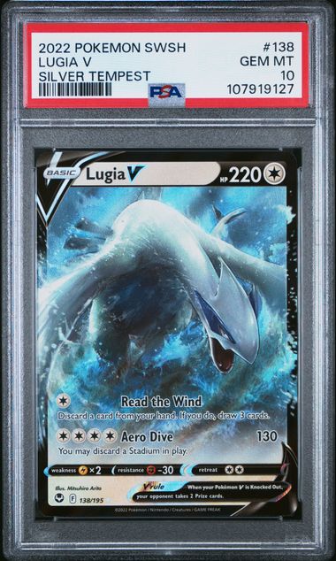 PSA 10 GEM MINT Lugia V #138 Pokemon Sword & Shield Silver Tempest EN 2022