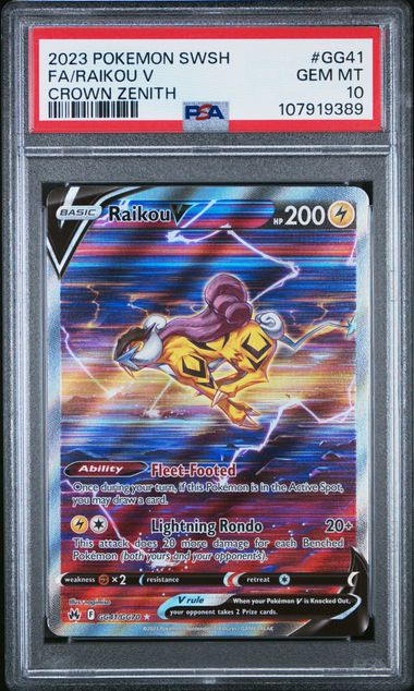 PSA 10 GEM MT Raikou V #GG41 Crown Zenith Pokemon Sword & Shield EN 2023