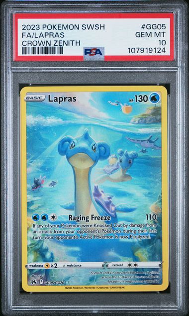PSA 10 GEM MT Lapras #GG05 Full Art Crown Zenith Pokemon Sword & Shield EN 2023