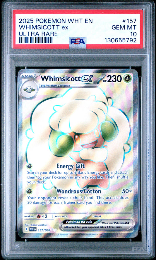 PSA 10 Whimsicott EX #157 Pokémon White Flare English 2025