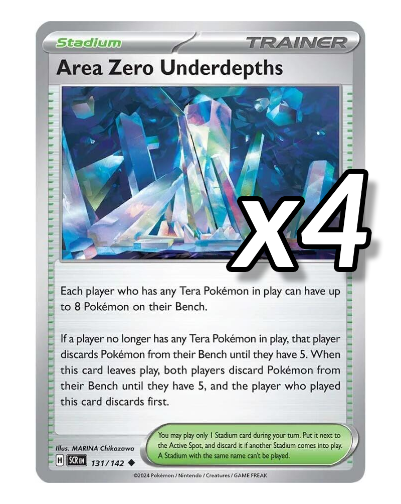 4x Area Zero Underdepths 131/142 - Stellar Crown - Pokemon TCG - PLAYSET