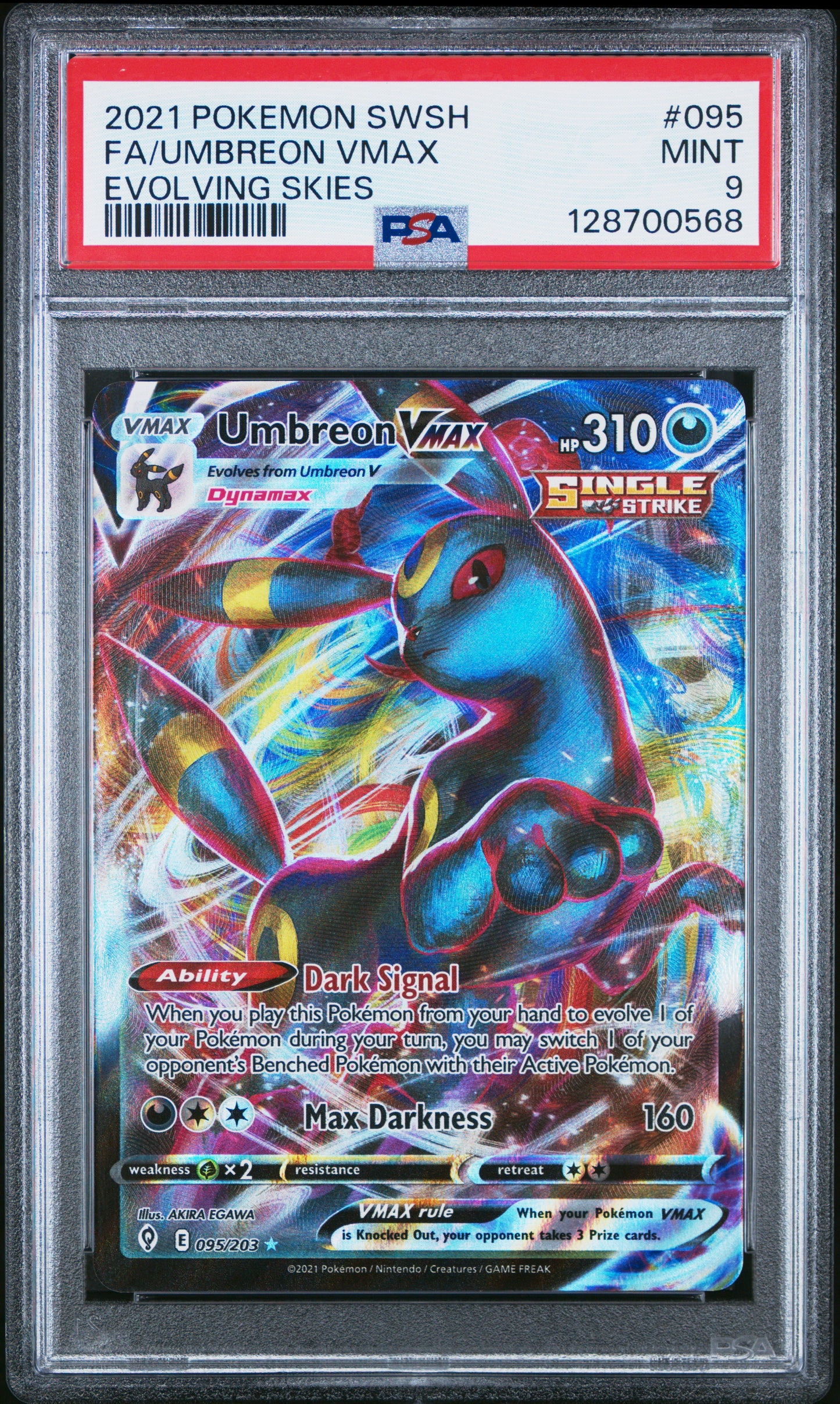 PSA MINT 9 Umbreon VMAX #095 Pokémon SWSH Evolving Skies English 2021