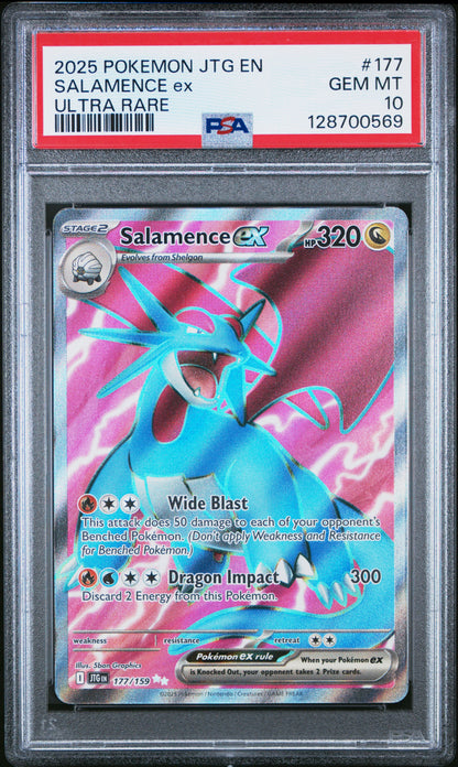 PSA GEM MT 10 Salamence EX #177 Pokémon Journey Together English 2025