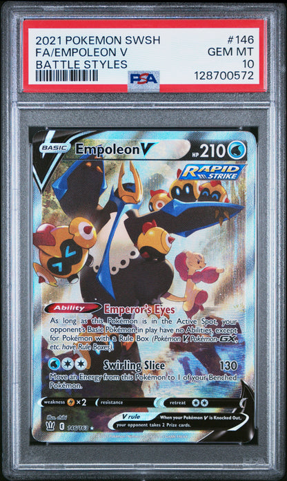 PSA GEM MT 10 Empoleon V #146 Pokémon SWSH Battle Styles English 2021