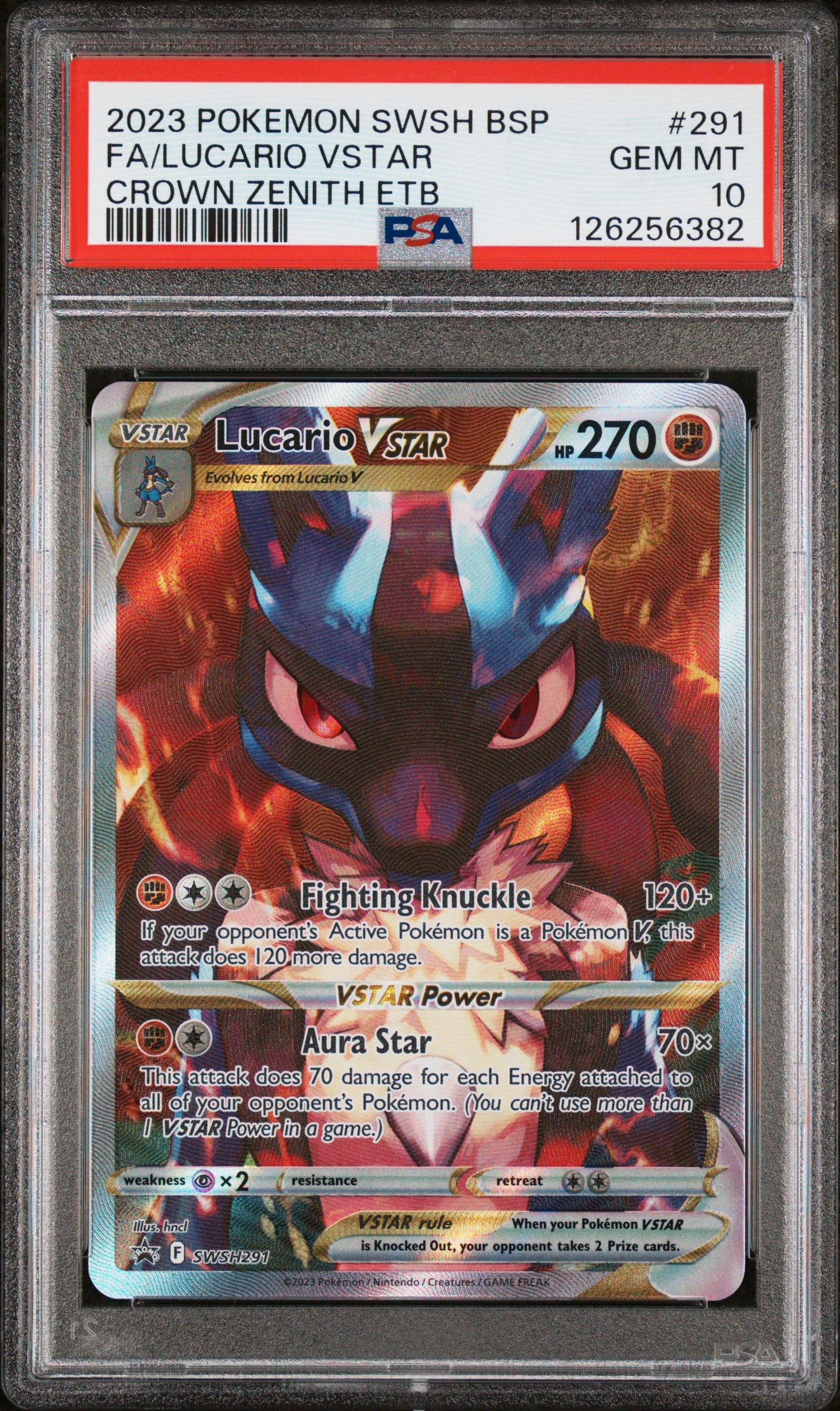 PSA 10 Lucario VSTAR #291 Pokémon SWSH Black Star Promo English 2023