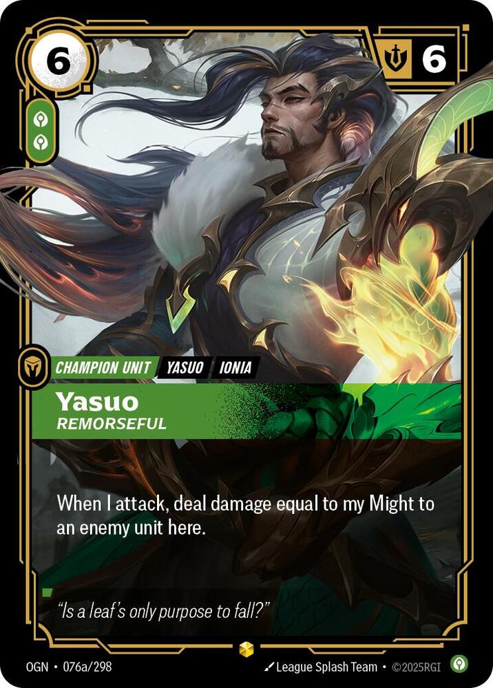 Yasuo - Remorseful (Alternate Art) #076a/298
