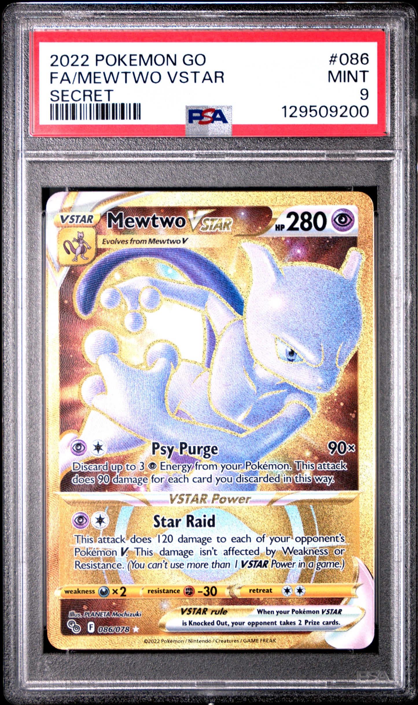 PSA 9 Mewtwo VSTAR #086 Pokémon Go English 2022