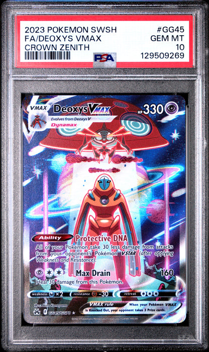 PSA 10 Deoxys VMAX #GG45 Pokémon SWSH Crown Zenith English 2023