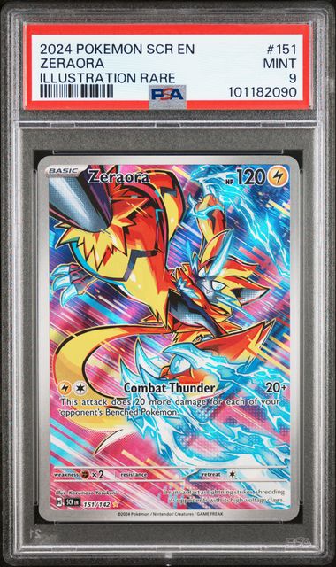 PSA 9 MINT Zeraora #151/142 Illustration Rare Stellar Crown (SV07) EN 2024