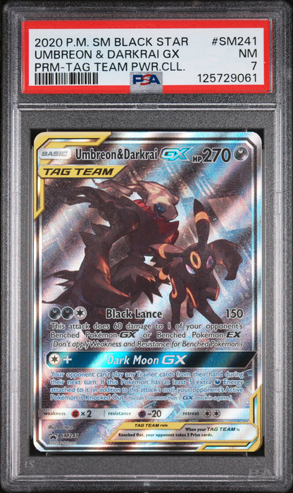 PSA 7 Umbreon & Darkrai GX #SM241 Pokémon SM Black Star Promo English 2020