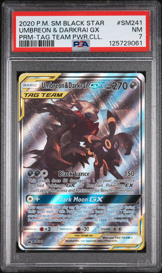 PSA 7 Umbreon & Darkrai GX #SM241 Pokémon SM Black Star Promo English 2020