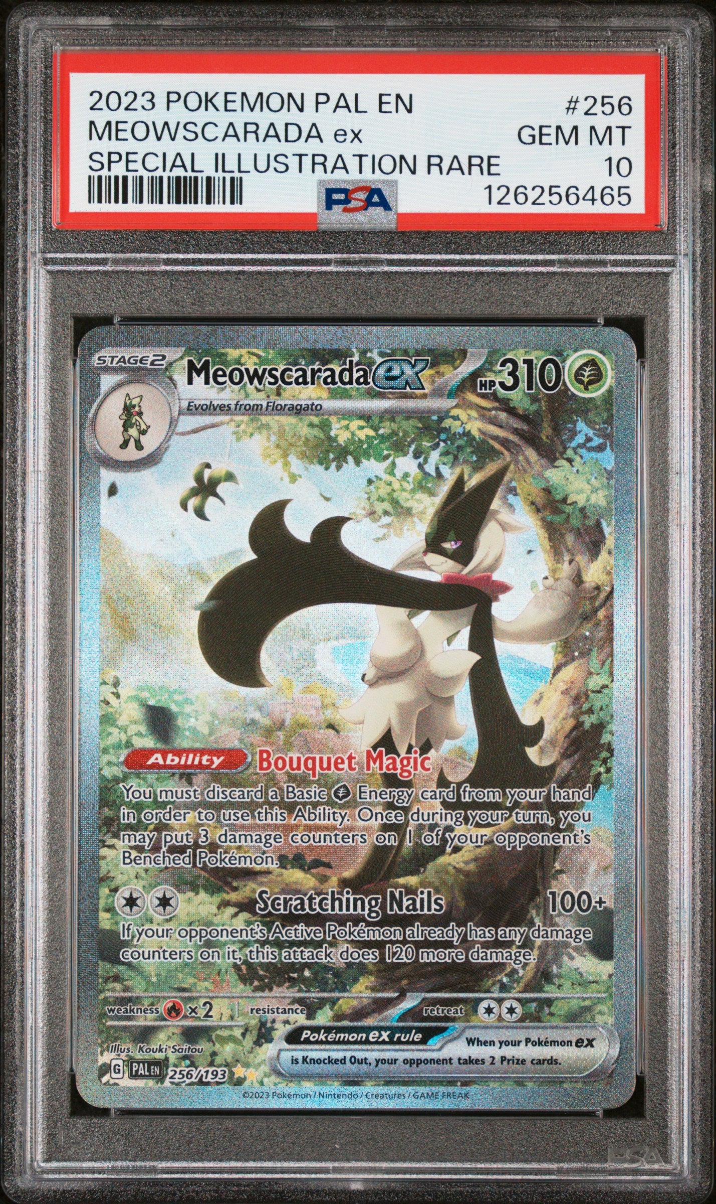 PSA 10 Meowscarada EX #256 Pokémon Paldea Evolved English 2023