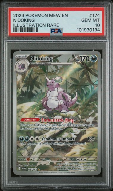 PSA 10 GEM MT Nidoking #174/165 Illustration Rare Scarlet & Violet 151 Mew EN 2023