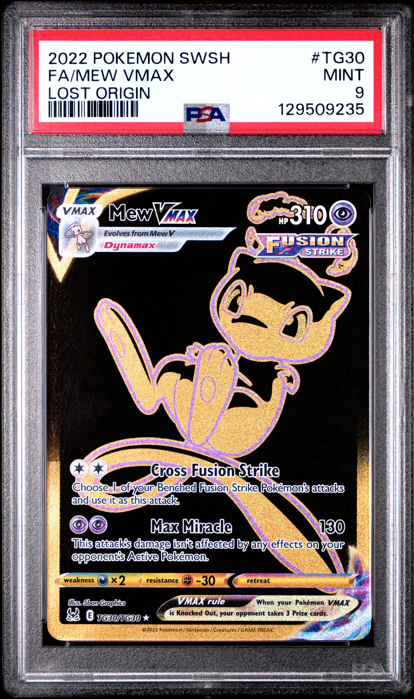 PSA 9 Mew VMAX #TG30 Pokémon SWSH Lost Origin English 2022