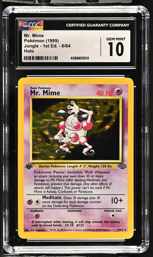CGC GEM MINT 10 Mr. Mime Holo #6/64  Jungle - 1st Ed. English 1999