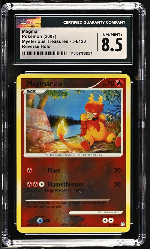 CGC 8.5 Magmar #54/123 Mysterious Treasures Reverse Holo Uncommon EN 2007