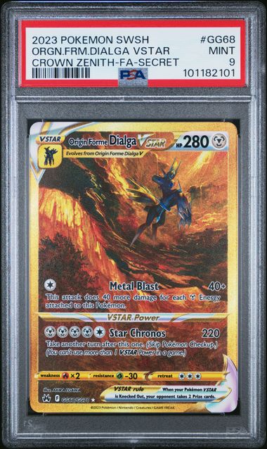 PSA 9 MINT Origin Forme Dialga VSTAR #GG68 Secret Rare Crown Zenith EN 2023