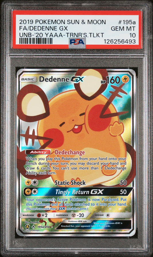 PSA 10 Dedenne GX #195a Pokémon SM Unbroken Bonds English 2019