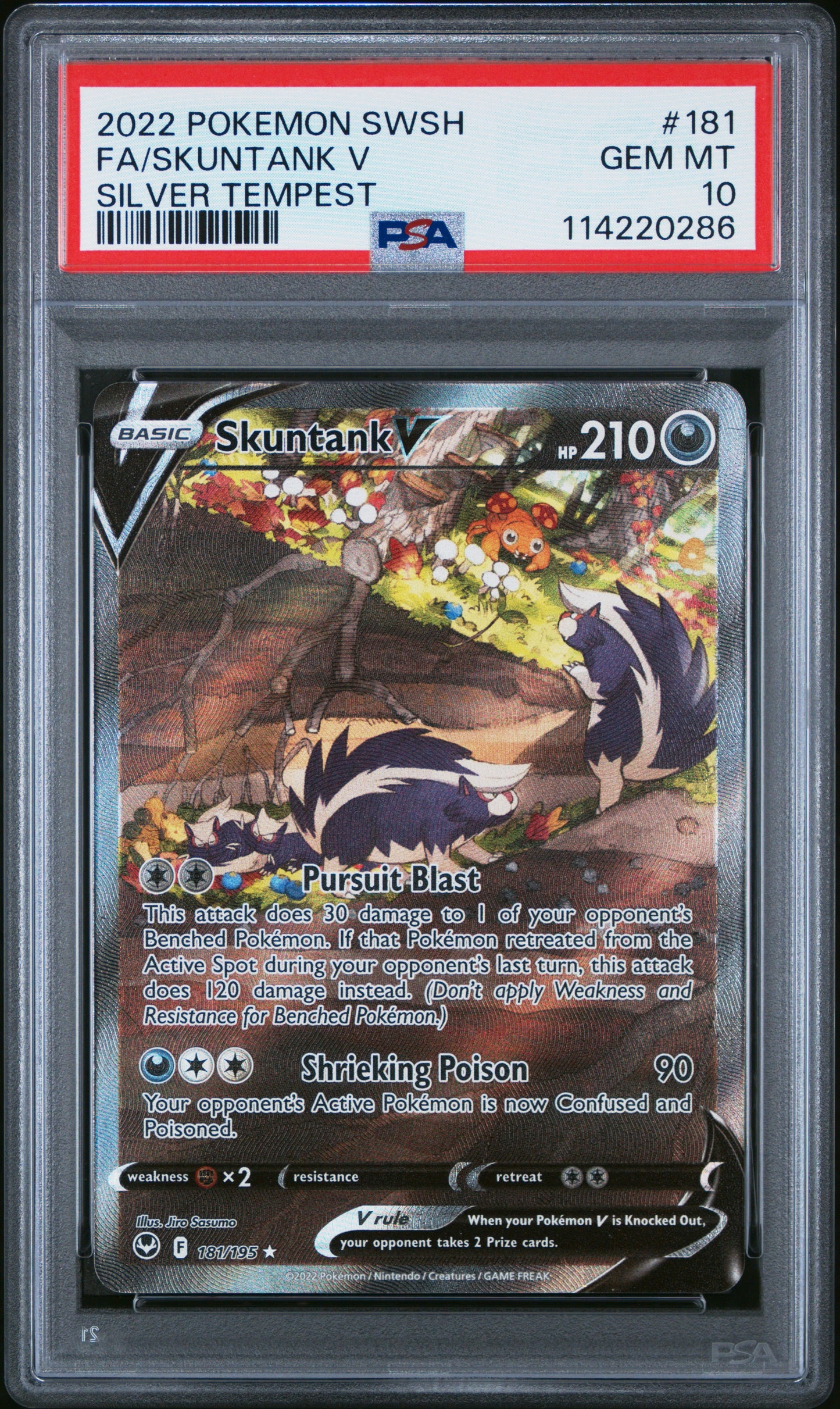 PSA 10 Skuntank V #181 Pokémon Silver Tempest English 2022