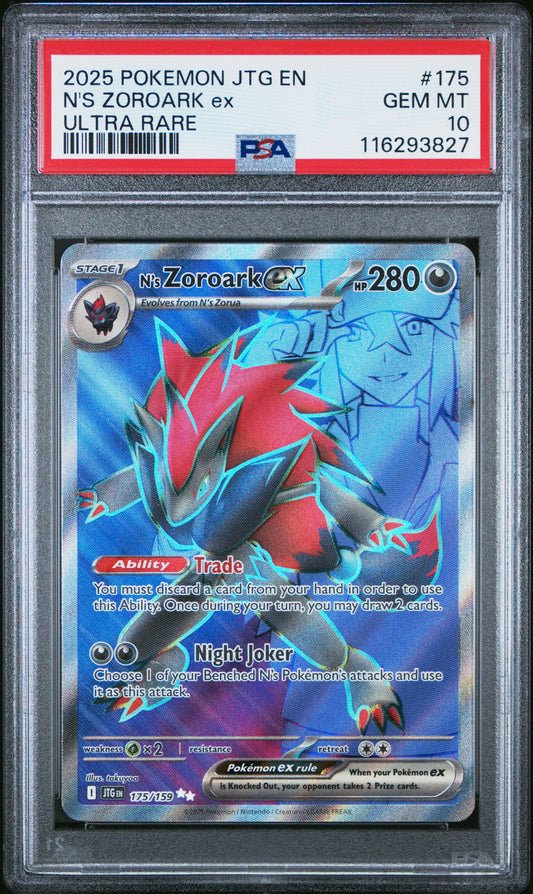 PSA 10 N's Zoroark Ex #175 Pokémon Journey Together English 2025