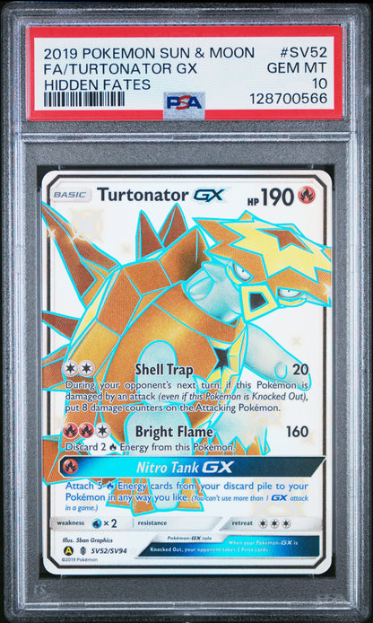 PSA 10 Turtonator GX #SV52 Pokémon SM Hidden Fates English 2019