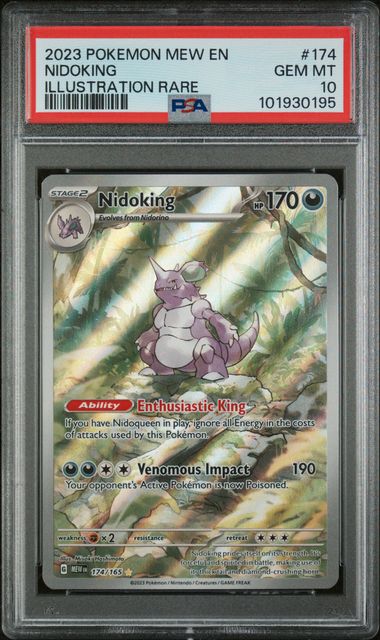 PSA 10 GEM MT Nidoking #174/165 Illustration Rare Scarlet & Violet 151 Mew EN 2023