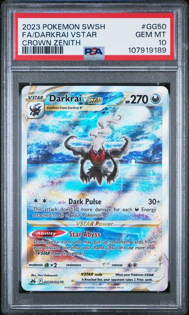 PSA 10 GEM MT Darkrai VSTAR #GG50 Crown Zenith Pokemon Sword & Shield EN 2023