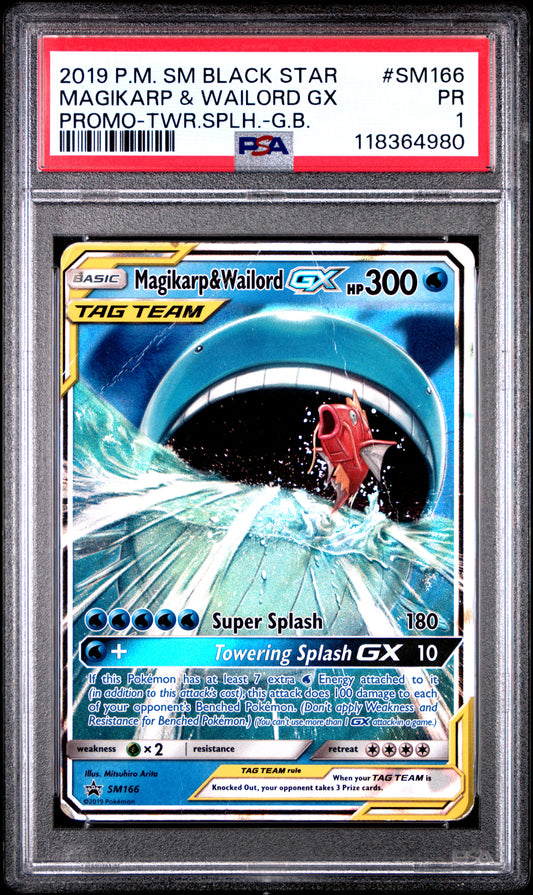 PSA 1 Magikarp & Wailord GX #SM166 Pokémon SM Black Star Promo English 2019