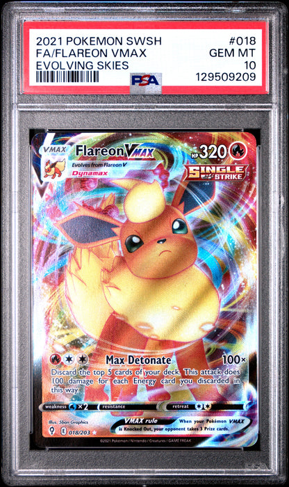 PSA 10 Flareon VMAX #018 Pokémon SWSH Evolving Skies English 2021