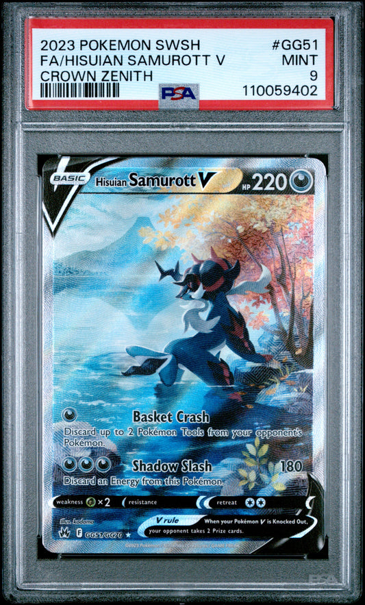 PSA 9 Hisuian Samurott V #GG51 Pokémon Crown Zenith English 2023