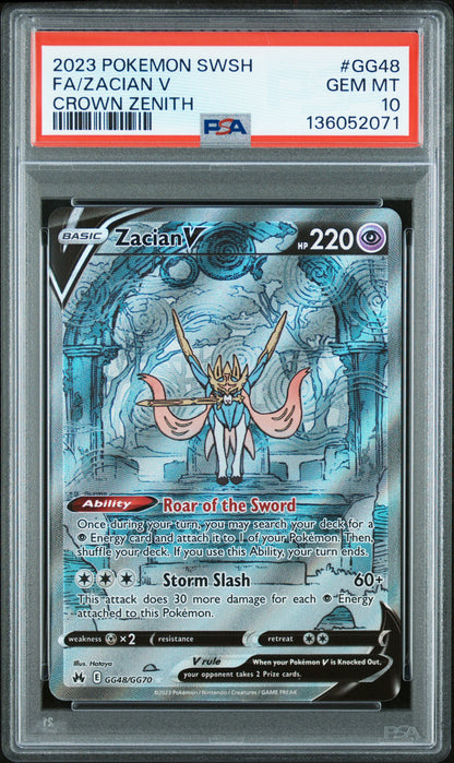 PSA 10 Zacian V #GG48 Pokémon SWSH Crown Zenith English 2023