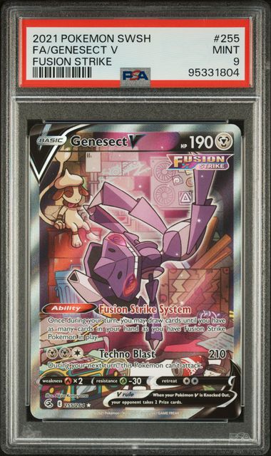 PSA 9 MINT FA/Genesect V #255 Pokémon Sword & Shield Fusion Strike EN 2021