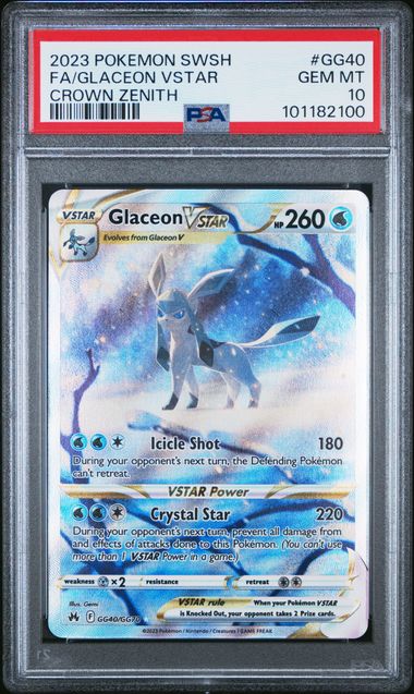 PSA 10 GEM MINT Glaceon VSTAR #GG40 Crown Zenith Galarian Gallery EN 2023