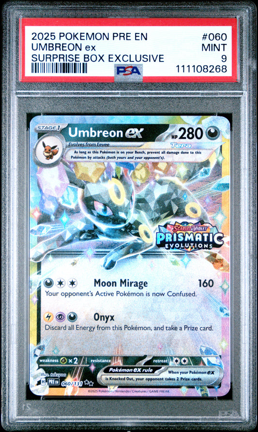 PSA 9 Umbreon EX #060 Pokémon Prismatic Evolutions English 2025