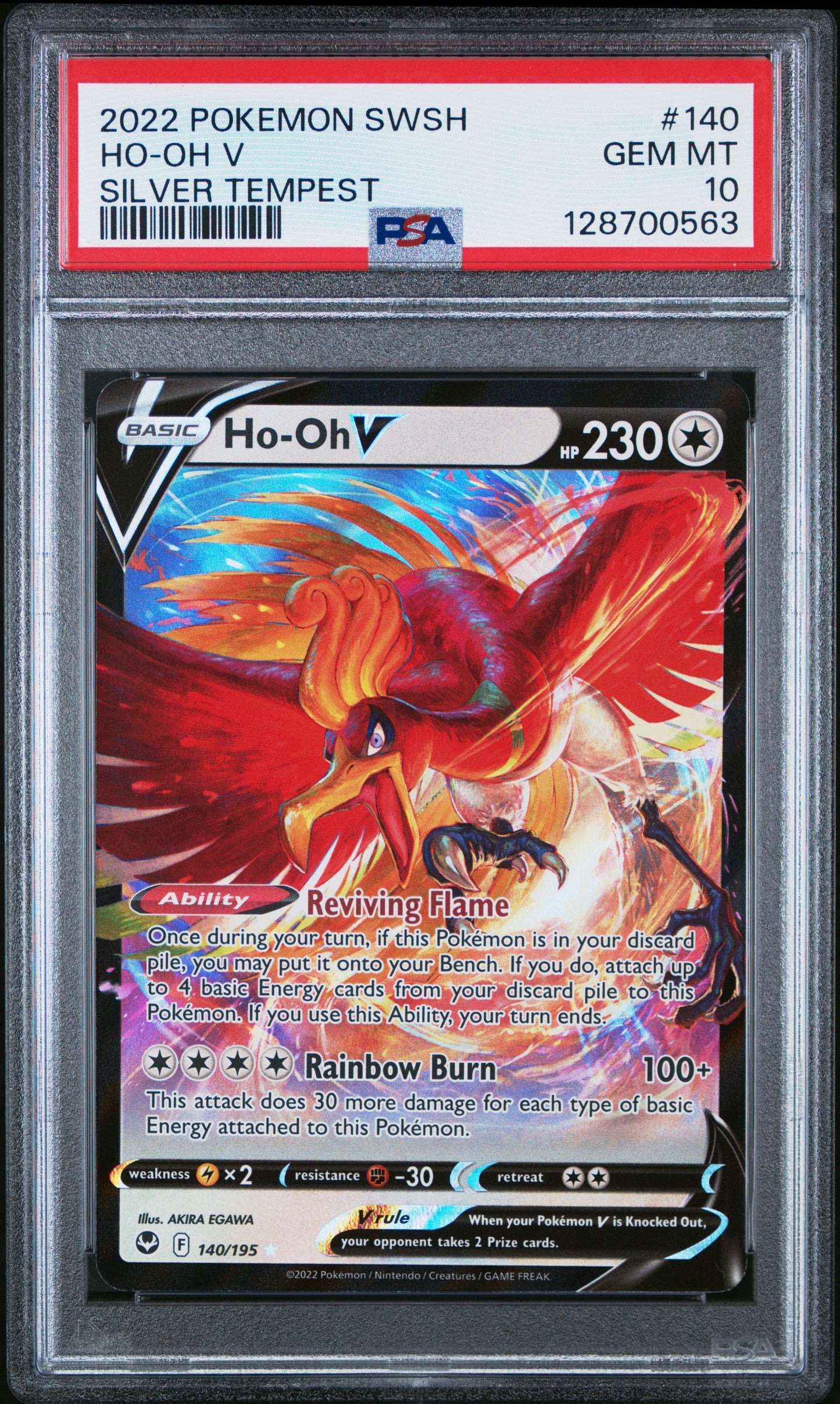 PSA GEM MT 10 Ho Oh V #140 Pokémon SWSH Silver Tempest English 2022