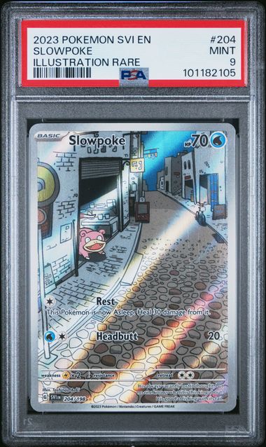 PSA 9 MINT Slowpoke #204/198 Illustration Rare Scarlet & Violet Base Set EN 2023