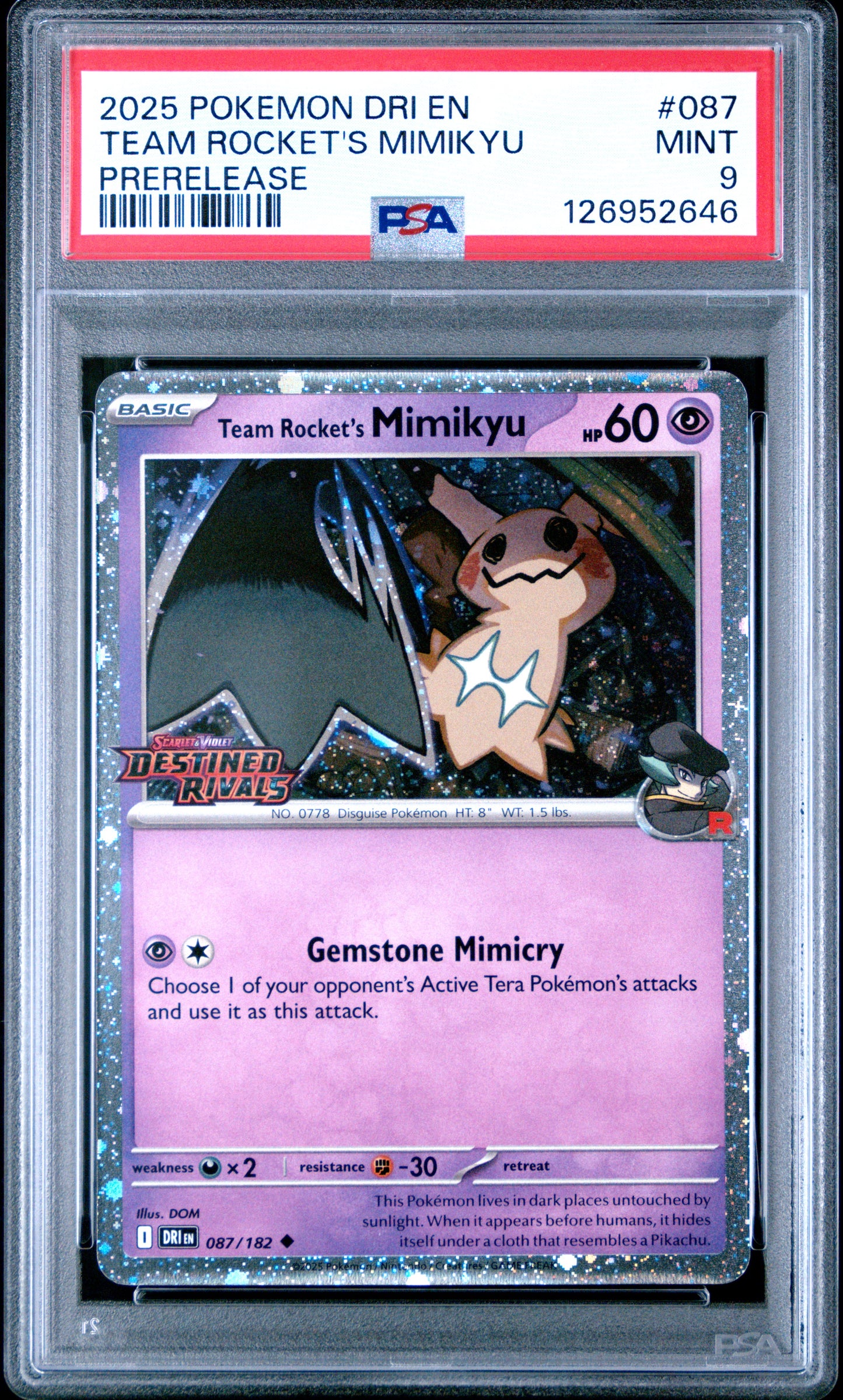 PSA MINT 9 Team Rocket's Mimikyu #087 Pokémon Destined Rivals English 2025