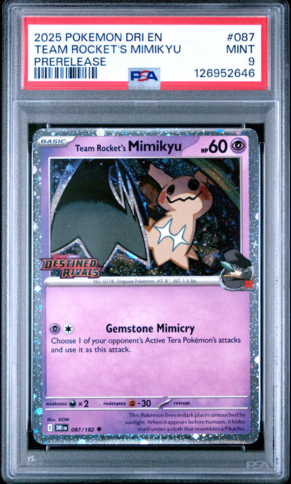 PSA MINT 9 Team Rocket's Mimikyu #087 Pokémon Destined Rivals English 2025