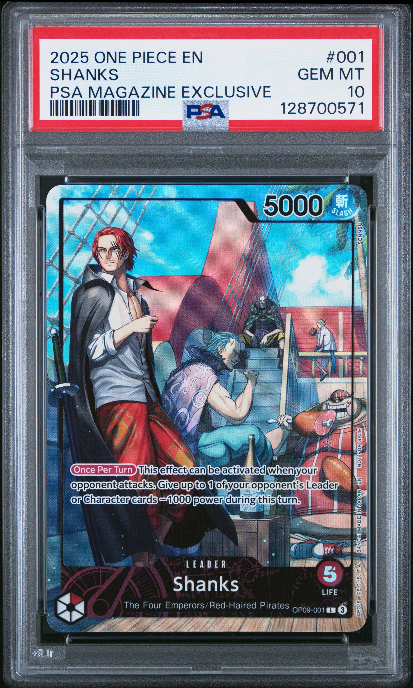 PSA GEM MT 10 Shanks PSA Magazine Exclusive #001 One Piece Promos English 2025