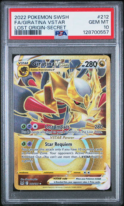 PSA GEM MT 10 Giratina VSTAR #212 Pokémon SWSH Lost Origin English 2022