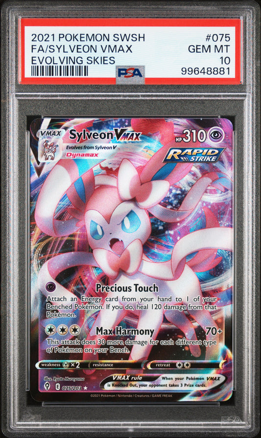 PSA 10 Sylveon VMAX #075 Pokémon SWSH Evolving Skies English 2021