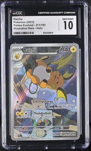 CGC GEM MINT 10 Raichu #211/193  Paldea Evolved English 2023