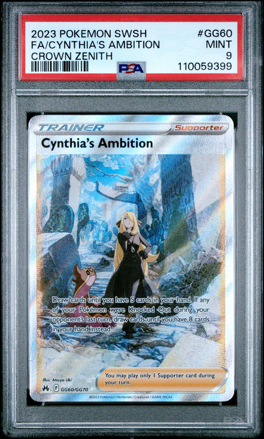 PSA 9 Cynthia's Ambition #GG60 Pokémon Crown Zenith English 2023
