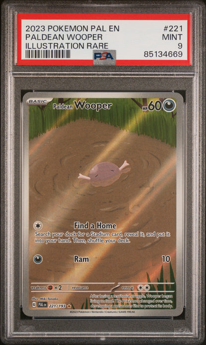 PSA 9 Paldean Wooper #221 Pokémon Paldea Evolved English 2023