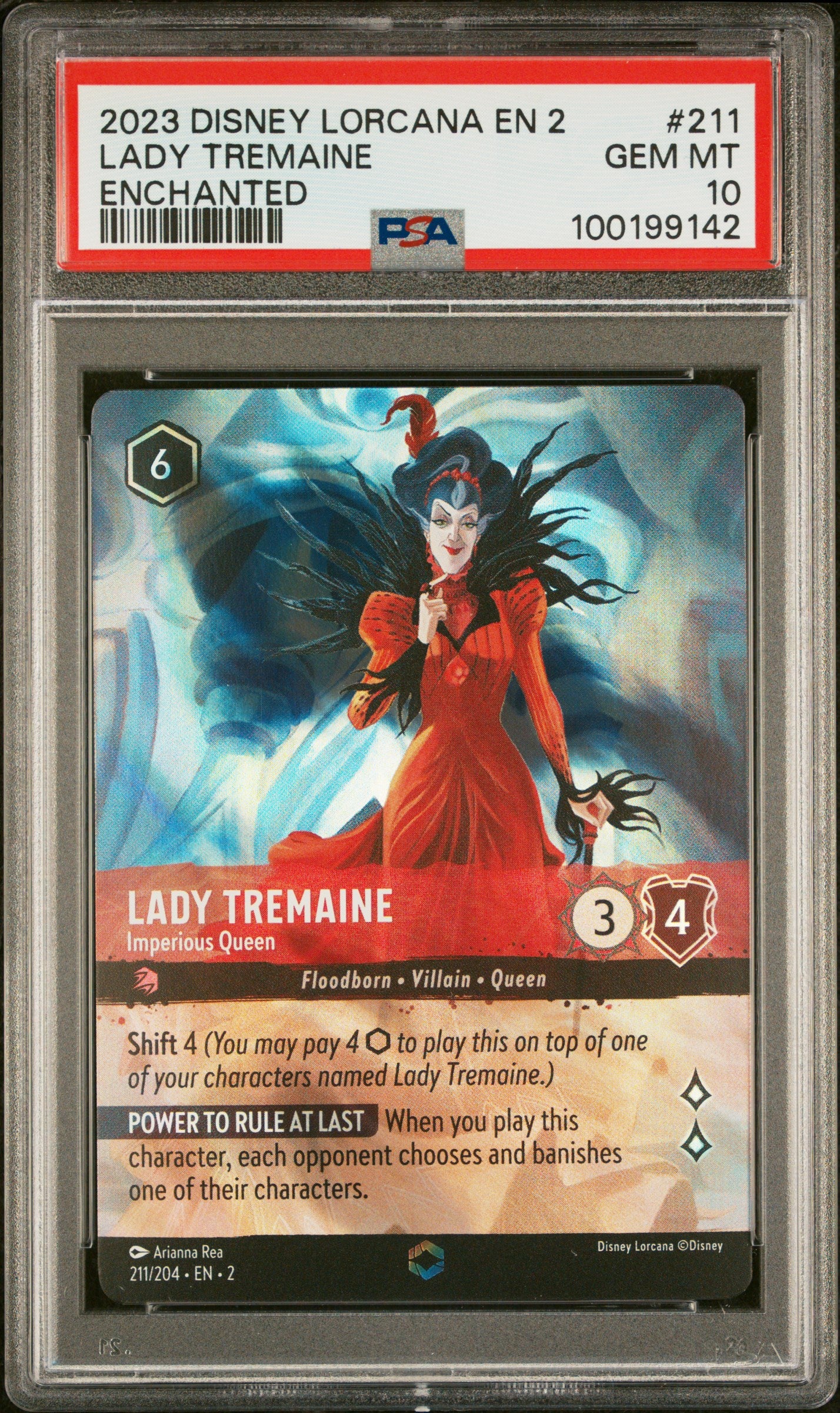 PSA 10 Lady Tremaine #211 Disney Lorcana Rise Of The Floodborn English 2023