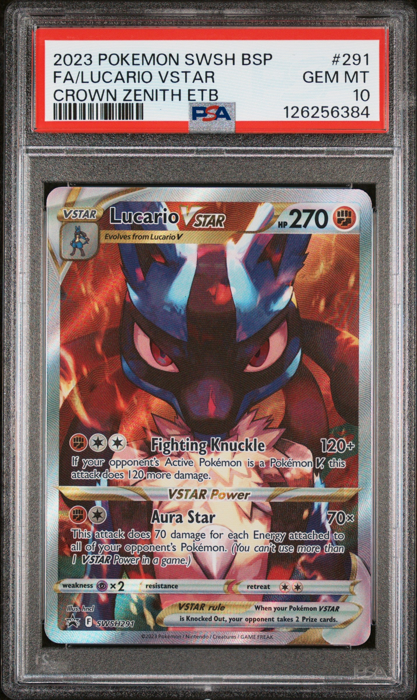 PSA 10 Lucario VSTAR #291 Pokémon SWSH Black Star Promo English 2023