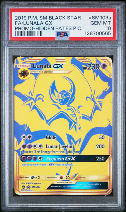 PSA GEM MT 10 Lunala GX #SM103a Pokémon SM Black Star Promo English 2019