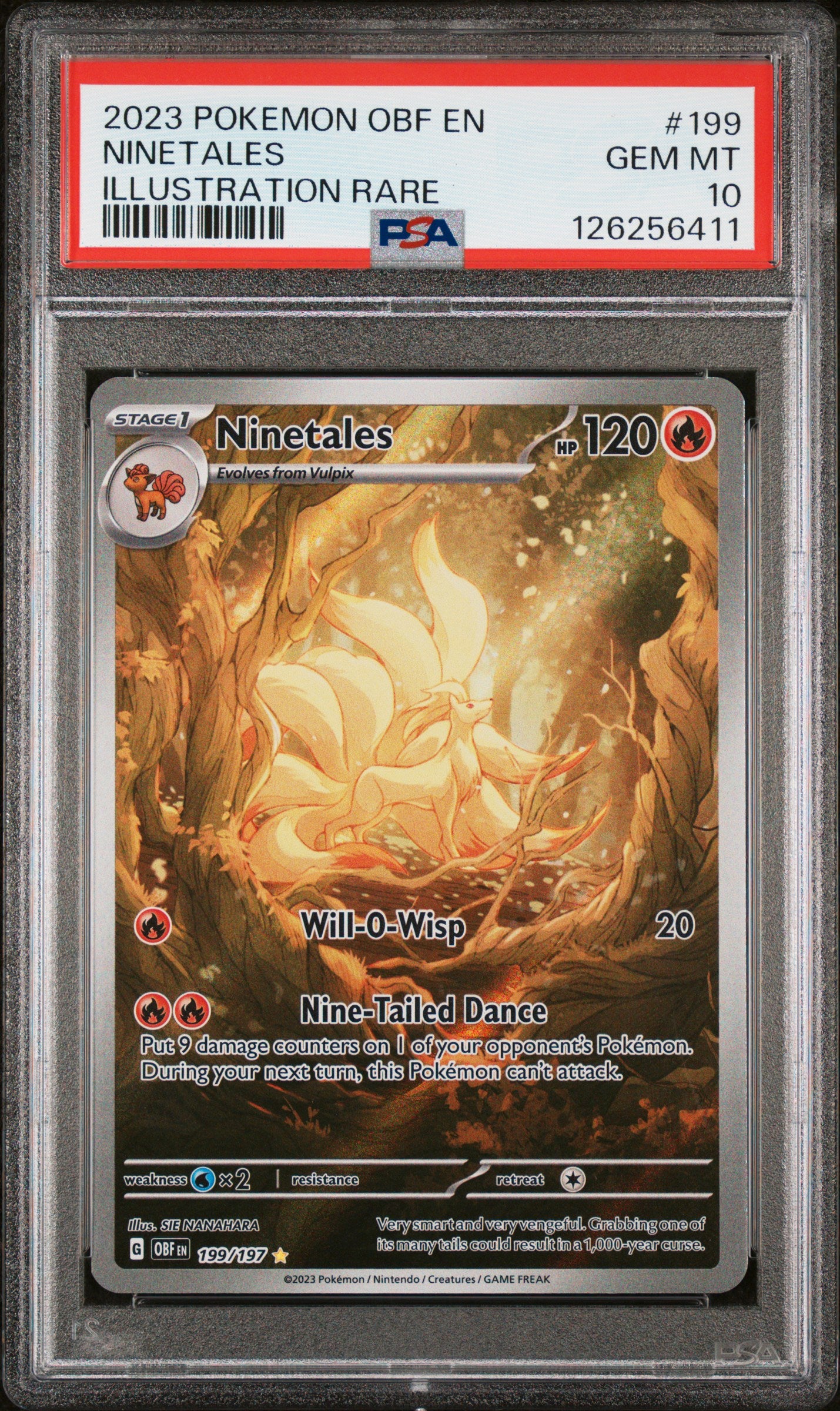 PSA 10 Ninetales #199 Pokémon Obsidian Flames English 2023