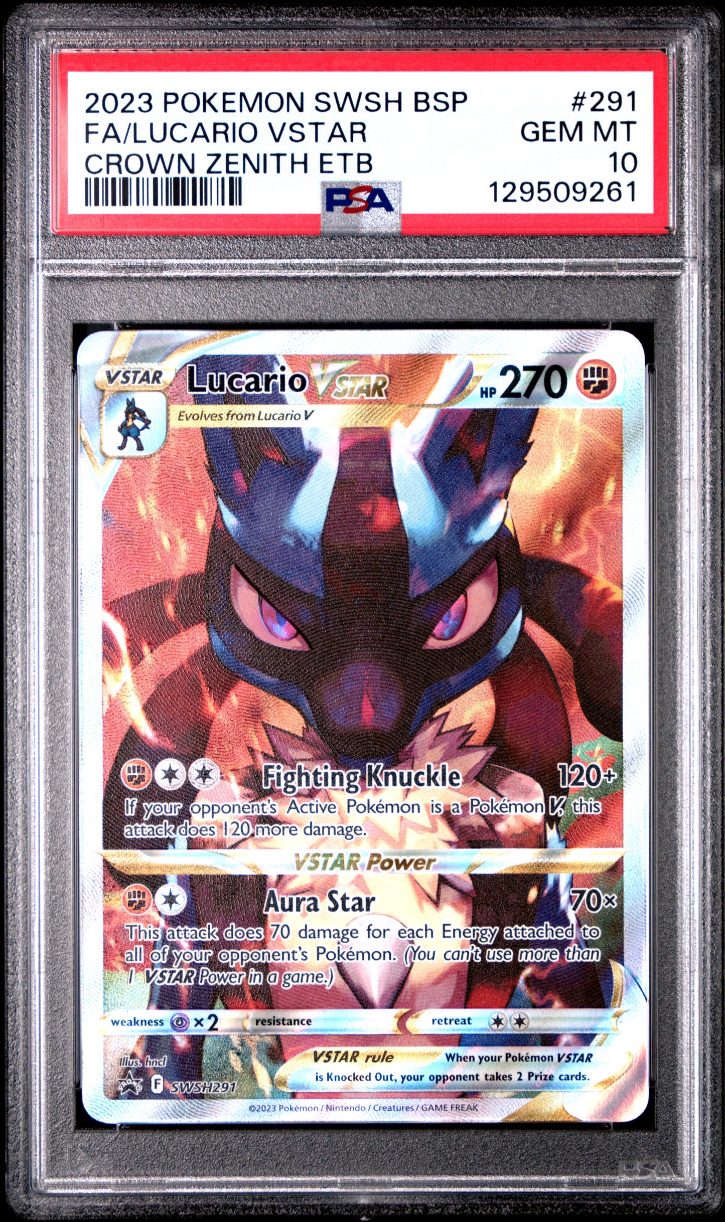 PSA 10 Lucario VSTAR #291 Pokémon SWSH Black Star Promo English 2023